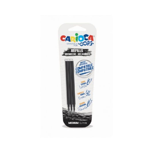 RECAMBIO BOLIGRAFO BORRABLE OOPS NEGRO BLISTER 3 UDS