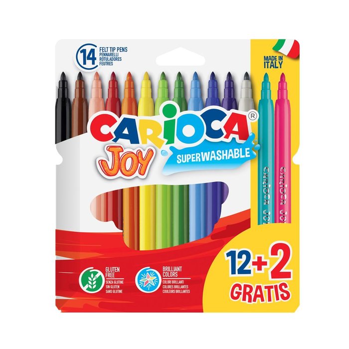 ROTULADOR CARIOCA JOY 12 COLORES + 2 GRATIS