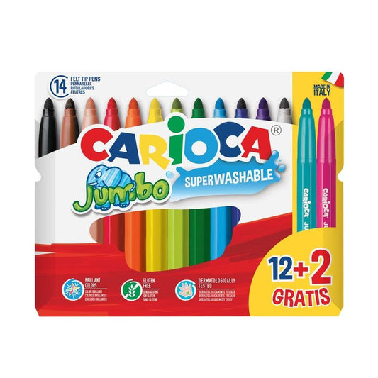 ROTULADOR CARIOCA JUMBO 12 COLORES + 2 GRATIS