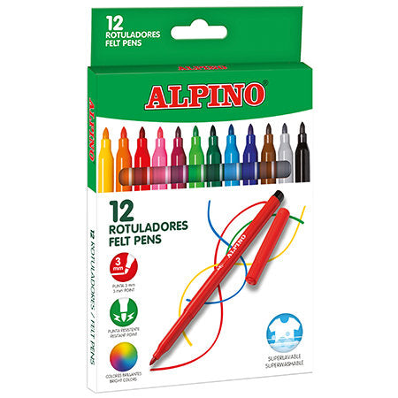 ROTULADOR ALPINO 12 COLORES SURTIDOS